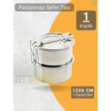 Jet' s Home 2’li Sefer Tası 12x6 cm Yemek Taşıma Kabı Paslanmaz Çelik No :1
