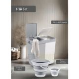 Jet' s Home 3'lü Banyo Seti Çamaşır Sepeti Katlanır Kova Katlanır Maşrapa BPA Free