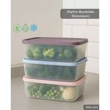 Jet' s Home 3'lü Dipfriz Saklama Kabı - No Frost Silikon Kapaklı | Derin Dondurucu Düzenleyici - BPA Free - 1500 ml