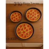Jet' s Home 3'lü Pizza Tavası Seti Alüminyum Pizza Tepsisi Yapışmaz Lahmacun Pide Tavası