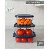 Jet' s Home 3'lü Saklama Kabı Seti Kare Erzak Kabı Bpa Free Derin Dondurucu için Uygun 500-900-1500 ml