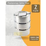 Jet' s Home 3’lü Sefer Tası 18x9 cm Yemek Taşıma Kabı Paslanmaz Çelik No:4 Kapasite 7 Kişilik