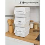 Jet' s Home 3'lü Set Organizer Erzak Kutusu Bpa Free Saklama Kutusu Soğanlık Sebzelik Sepet Gri 8 Lt x 3