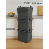 Jet' s Home 3’lü Set Soğanlık Sepet Havalandırmalı Erzak Kutusu Bpa Free Sebzelik Saklama Kutusu Antrasit 90 Lt