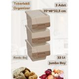Jet' s Home 3’lü Tekerlekli Patateslik Soğanlık BPA Free Erzak Kutusu Oyuncaklık Sebzelik Krem 33 Lt