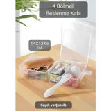 Jet' s Home 4 Bölmeli Beslenme Kutusu Kilitli BPA Free Kaşık-Çatallı Saklama Kabı Kare 14X13X9 cm