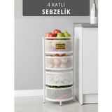 Jet' s Home 4 Katlı Sebzelik Açılır Metal Patates Soğan Sepeti Paslanmaz Meyvelik Organizer Sepet Beyaz