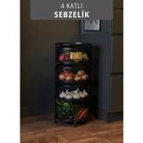 Jet' s Home 4 Katlı Sebzelik Açılır Metal Patates Soğan Sepeti Paslanmaz Meyvelik Organizer Sepet Siyah
