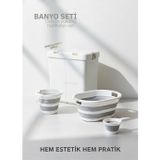 Jet' s Home 4’lü Katlanabilir Çamaşır Sepeti Seti – 80 Litre Gold/Beyaz Kirli Sepeti, Sele, Su Kovası ve Maşrapa