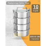 Jet' s Home 4’lü Sefer 20x10 cm Tası Yemek Taşıma Kabı Paslanmaz Çelik No:5 Kapasite 10 Kişilik