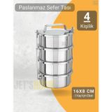 Jet' s Home 4’lü Sefer Tası 16x8 cm Yemek Taşıma Kabı Paslanmaz Çelik No:3 Kapasite 4 Kişilik