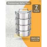 Jet' s Home 4’lü Sefer Tası 18x9 cm Yemek Taşıma Kabı Paslanmaz Çelik No:4 Kapasite 7 Kişilik