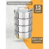 Jet' s Home 4’lü Sefer Tası 22x11 cm Yemek Taşıma Kabı Paslanmaz Çelik No:6