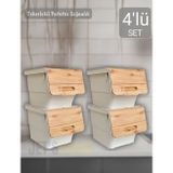 Jet' s Home 4'lü Tekerlekli Patateslik Soğanlık BPA Free Oyuncaklık Erzak Kutusu Sebzelik Bambu 48 Lt