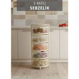 Jet' s Home 5 Katlı Sebzelik Açılır Metal Patates Soğan Sepeti Paslanmaz Meyvelik Organizer Sepet Krem