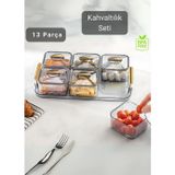 Jet' s Home 6’lı Kahvaltı Seti 13 Parça Kahvaltılık BPA Free Sunumluk Şık Tepsili Kahvaltılık