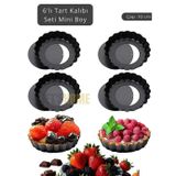 Jet' s Home 6’lı Set Mini Boy Tart Kalıbı Çıkartılabilir Tabanlı Turta Kalıbı Karbon Çelik Kek Kalıbı 10 cm