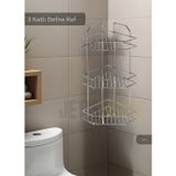 Jet' s Home Banyo Rafı Mutfak Rafı Paslanmaz Baharatlık 3 Katlı Köşelik Şampuanlık Krom
