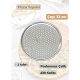 Jet' s Home Çelik Pizza Tepsisi 32 cm Paslanmaz Çelik Tepsi