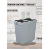 Jet' s Home Çöp Kovası Bas Çek Mutfak Banyo Çöp Kutusu Gri 80 Litre
