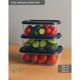 Jet' s Home Dikdörtgen 3'Lü Saklama Kabı Bpa Free Derin Dondurucu için Uygun Beslenme Kabı 800-500-300 ml