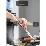Jet' s Home Düz Uçlu Şef Cımbızı Paslanmaz Dekor Cımbızı Çelik Mutfak Cımbızı Maşa 20 cm