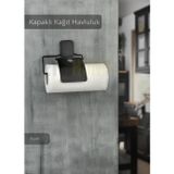 Jet' s Home Kapaklı Kağıt Havluluk Paslanmaz Peçetelik Çelik Banyo Havluluk Düzenleyici Siyah