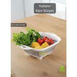 Jet' s Home Katlanır Süzgeç BPA Free Makarna Süzgeci Sebze Süzgeci Kare Süzgeç 27x22x9 cm