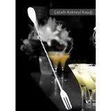 Jet' s Home Kokteyl Kaşığı Çift Başlıklı Paslanmaz Barista Kaşığı Çatallı Barmen Kaşığı Çelik 30 cm