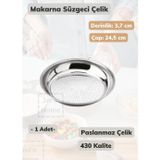 Jet' s Home Makarna Süzgeci 24,5 cm Paslanmaz Çelik Süzgeç İnce