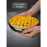 Jet' s Home Orta Boy Tart Kalıbı Çıkartılabilir Tabanlı Turta Kalıbı Karbon Çelik Kek Kalıbı 13 cm