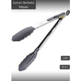 Jet' s Home Sunum Maşası Barbekü Maşası Mangal Maşa Silikon Salata Maşası Gri 25 cm