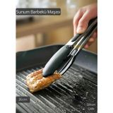 Jet' s Home Sunum Maşası Barbekü Maşası Mangal Maşa Silikon Salata Maşası Siyah 25 cm