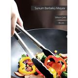 Jet' s Home Sunum Maşası Barbekü Maşası Mangal Maşa Silikon Salata Maşası Siyah 35 cm