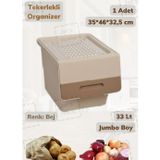 Jet' s Home Tekerlekli Erzak Kutusu BPA Free Sebzelik Soğanlık Hava Alır Oyuncaklık Krem 33 Lt
