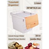 Jet' s Home Tekerlekli Sebzelik BPA Free Soğanlık Oyuncaklık Organizer Bambu Desen 33 Lt