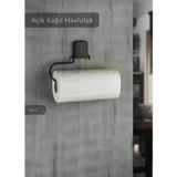 Jet' s Home Yapışkanlı Kağıt Havluluk Paslanmaz Peçetelik Çelik Banyo Havluluk Düzenleyici Siyah