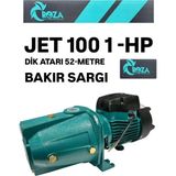 JET100 Bakır Sargılı 1 Hp Beygir Motor Gücü Büyük Su Pompası 9 mt Emiş 55 mt Dik Atar