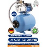JET750SC 1.0 Hp Paslanmaz Giriş Çıkış 50L Yatay Genleşme Tank -- Otomatik Hidrofor Bina Bahçe Su Pompası – 4 Kat 12 Daire - Su Basıncında Profesyonel Çözüm!