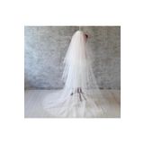 JetDukkan 3 Katli Duvak Modeli - Gelin Gelinlik Için, Nikah, Duvağı,tül, Kırık Beyaz