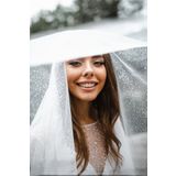 JetDukkan Simli Duvak 3 Metre (RAHİBE) Oval - Gelin Gelinlik Için, Nikah, Duvağı,tül, Kırık Beyaz