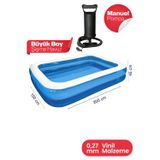 jetlegelsin SD-A-873 Büyük Boy Dikdörtgen Şişme Aile Havuzu ve Pompa (200x150x45 Cm)