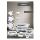 Jet's Home 10'lu Set Katlanır Sele- Badya- Kova- Maşrapa- Pirinç Süzgeci- Kesim Panosu-Huniler Bpa Free