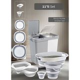 Jet's Home 11'li Set Çamaşır Sepeti- Katlanır Sele- Badya- Kova- Maşrapa- Süzgeç- Kesim Panosu-Huniler BPA Free