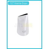 Jet's Home 127 Gül Yaprak Desen Krema Duyu Büyük Boy Pasta Duyu Paslanmaz Çelik Krema Torbası Ucu 2.5x2.0x4.0 Cm Gri