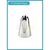 Jet's Home 1c Kapalı Yıldız Desen Krema Duyu Büyük Boy Pasta Duyu Paslanmaz Çelik Krema Torbası Ucu 3.0x1.8x4.6 Cm Gri