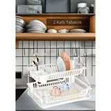 Jet's Home 2 Katlı Bulaşıklık Paslanmaz Tezgah Üstü Tabaklık Bpa Free Bulaşık Sepeti Kurutmalık Beyaz
