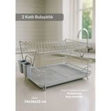 Jet's Home 2 Katlı Bulaşıklık Tezgah Üstü Tabaklık BPA FREE Bulaşık Sepeti Kurutmalık Gri