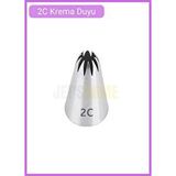 Jet's Home 2c Kapalı Yıldız Desen Krema Duyu Büyük Boy Pasta Duyu Paslanmaz Çelik Krema Torbası Ucu 2.5x1.4x3.9 Cm Gri