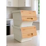 Jet's Home 2'li Bambu Patates Soğan Sepeti Tekerlekli Kapaklı Havalandırmalı 24 Litre Sebzelik Organizer Bambu Desenli